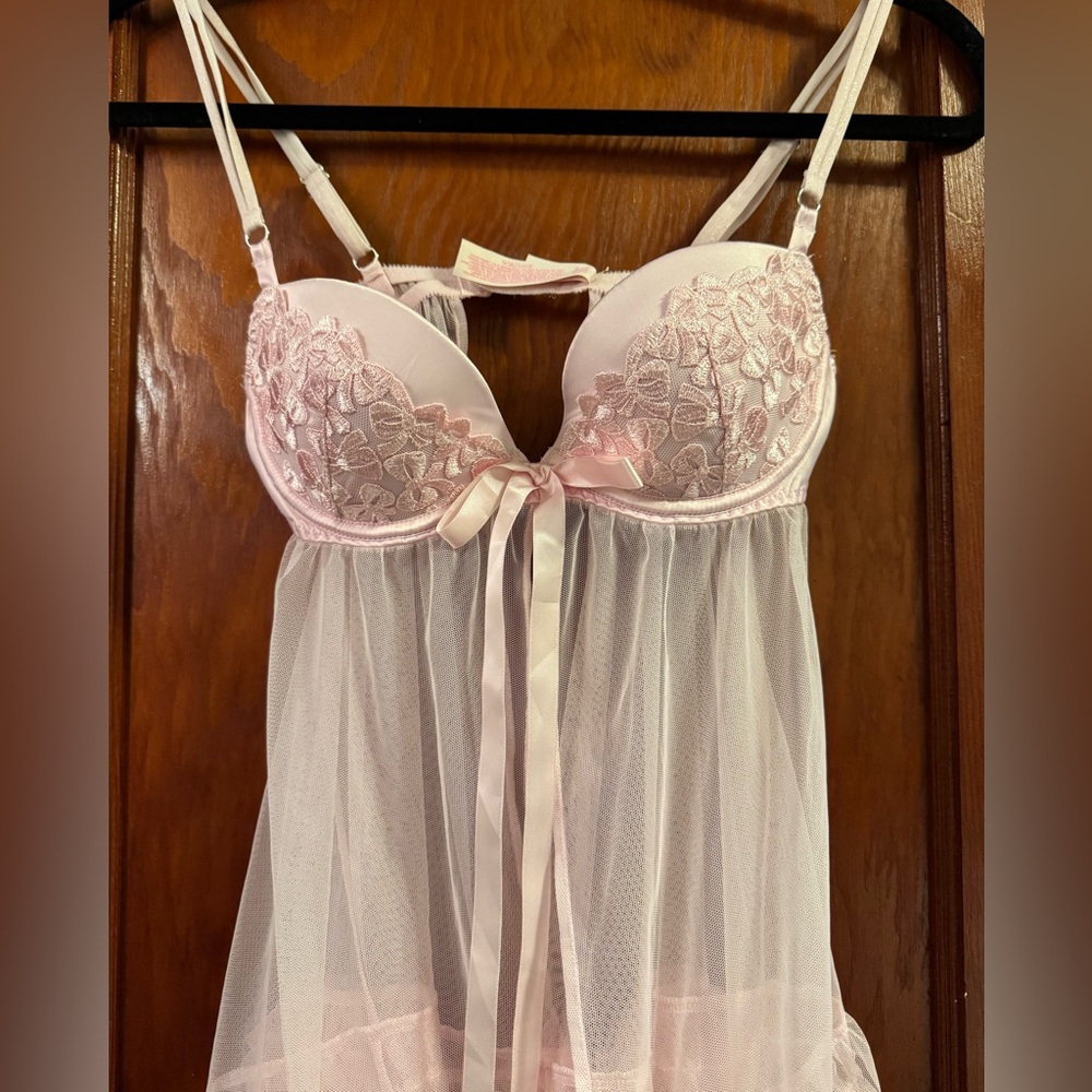 Victorias Secret 34B baby Pink Bow Chemise